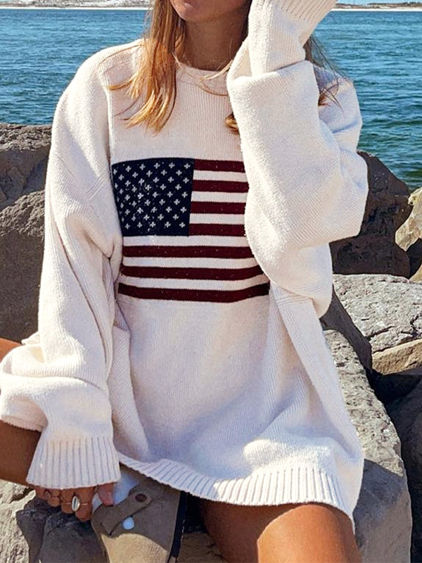 USA-Flagge Jacquard Pullover