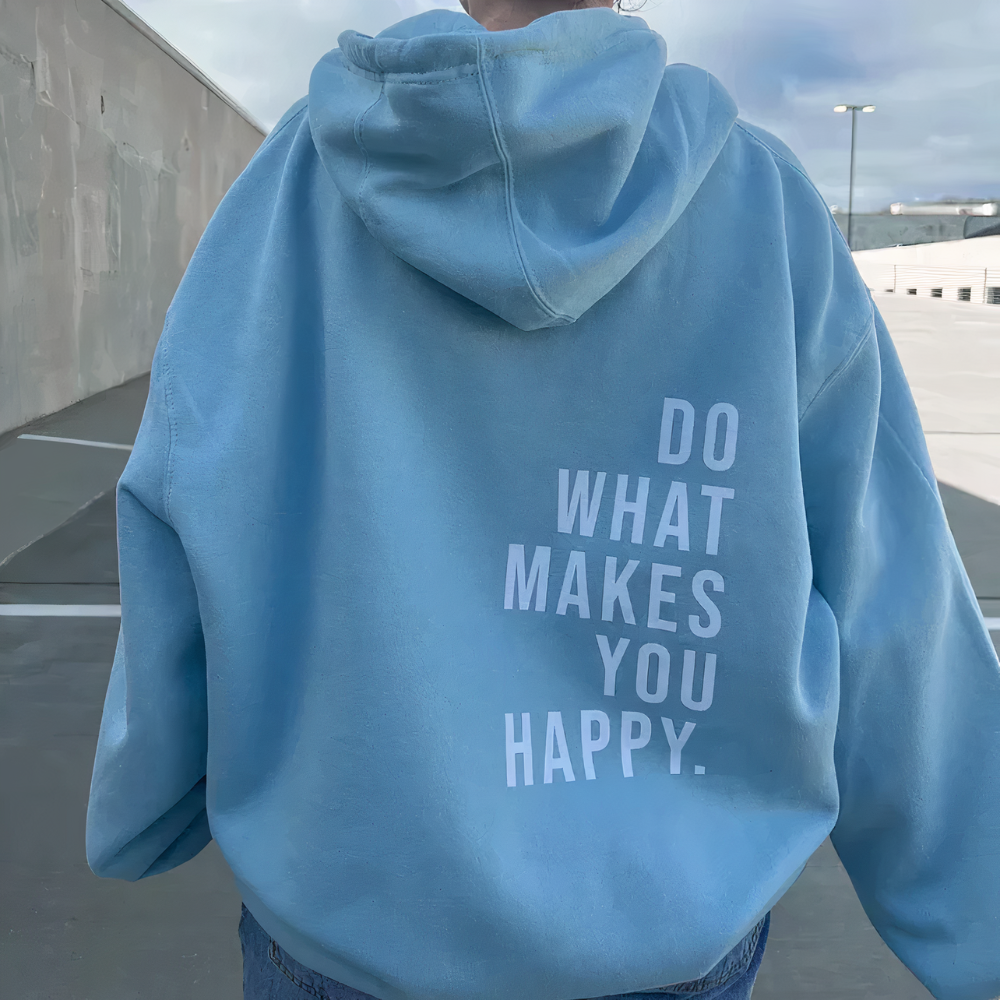 Happy-Statement Hoodie: Glücklicher, bequemer Hoodie