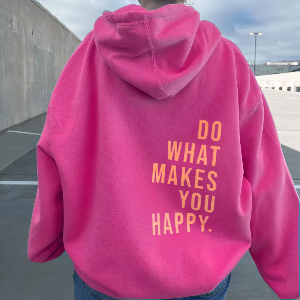 Happy-Statement Hoodie: Glücklicher, bequemer Hoodie