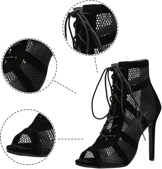 Damen High Heels Sandaletten Spitze Mesh Party