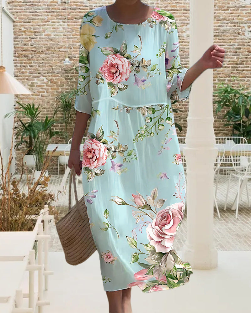 Elegantes Blumenmuster-Sommerkleid mit Bauchbedeckung