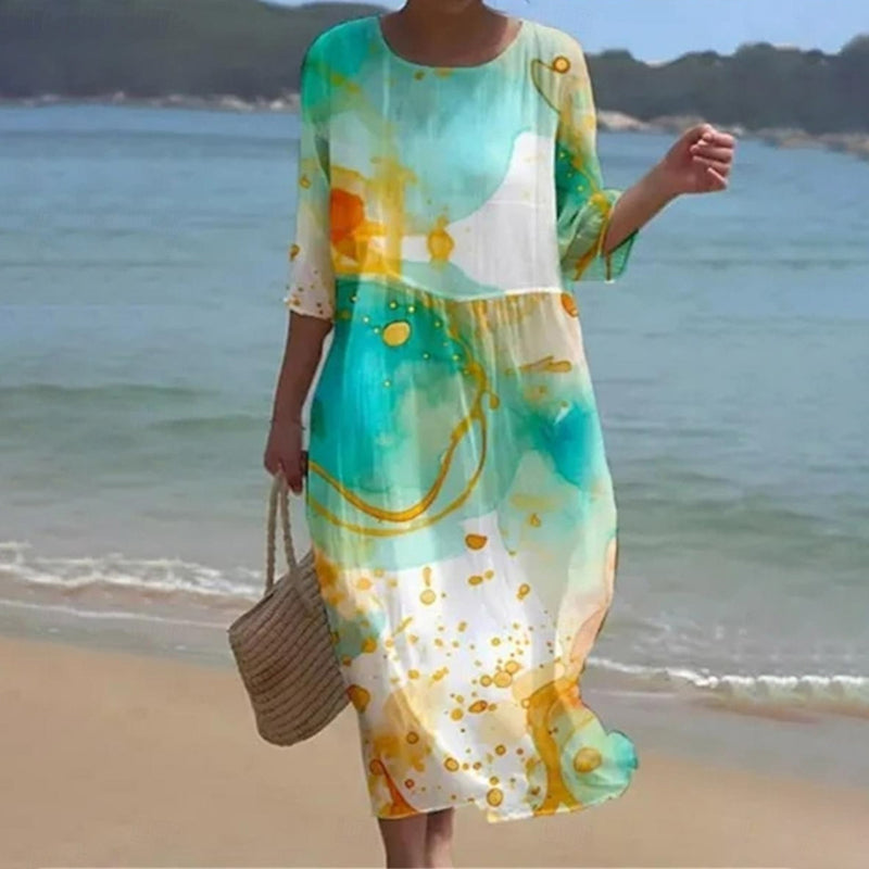 Elegantes Blumenmuster-Sommerkleid mit Bauchbedeckung