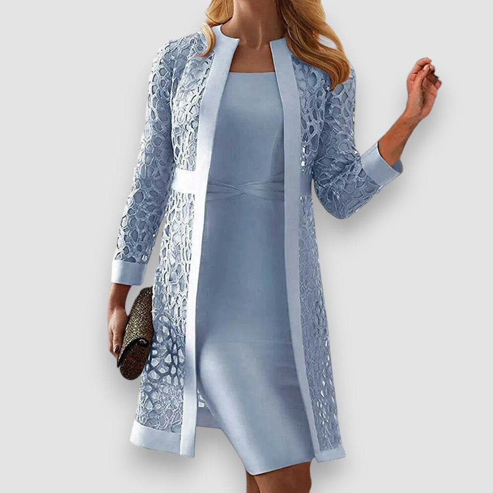 Elegantes Zweiteiliges Damenkleid mit Spitzenjacke