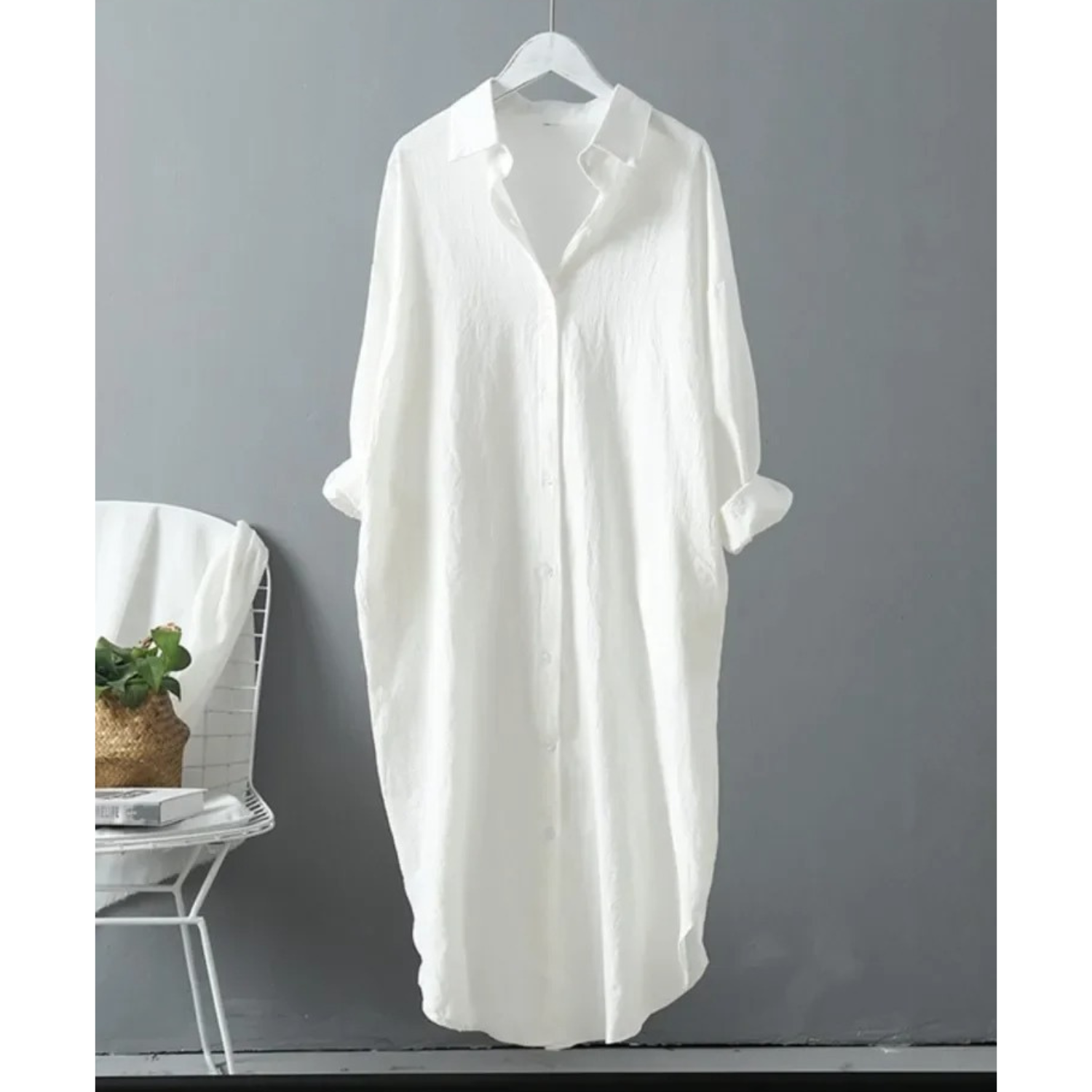Damen Langarm Leinenkleid - Zeitloses Design & Komfort