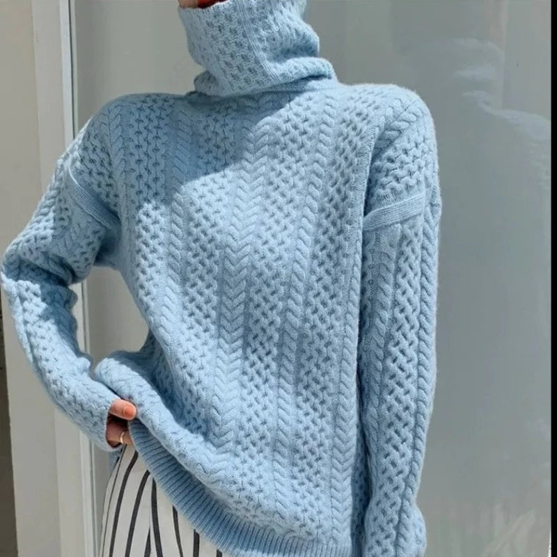 Luxuriöser Kaschmir-Rollkragenpullover mit Karomuster