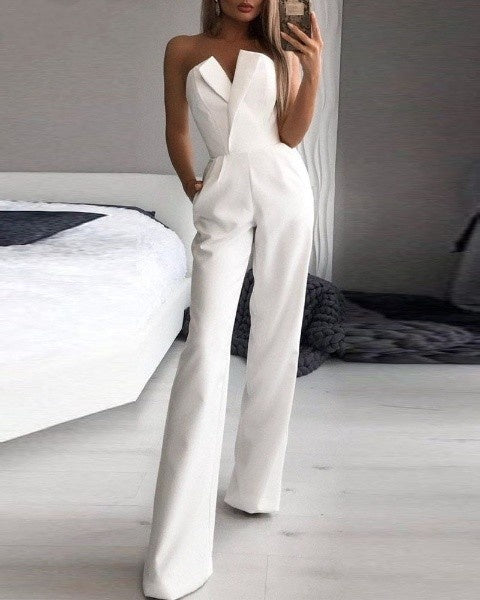Roter ärmelloser Damen Jumpsuit