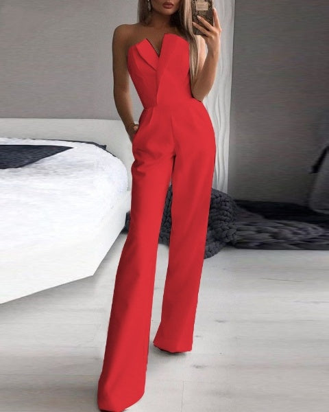 Roter ärmelloser Damen Jumpsuit