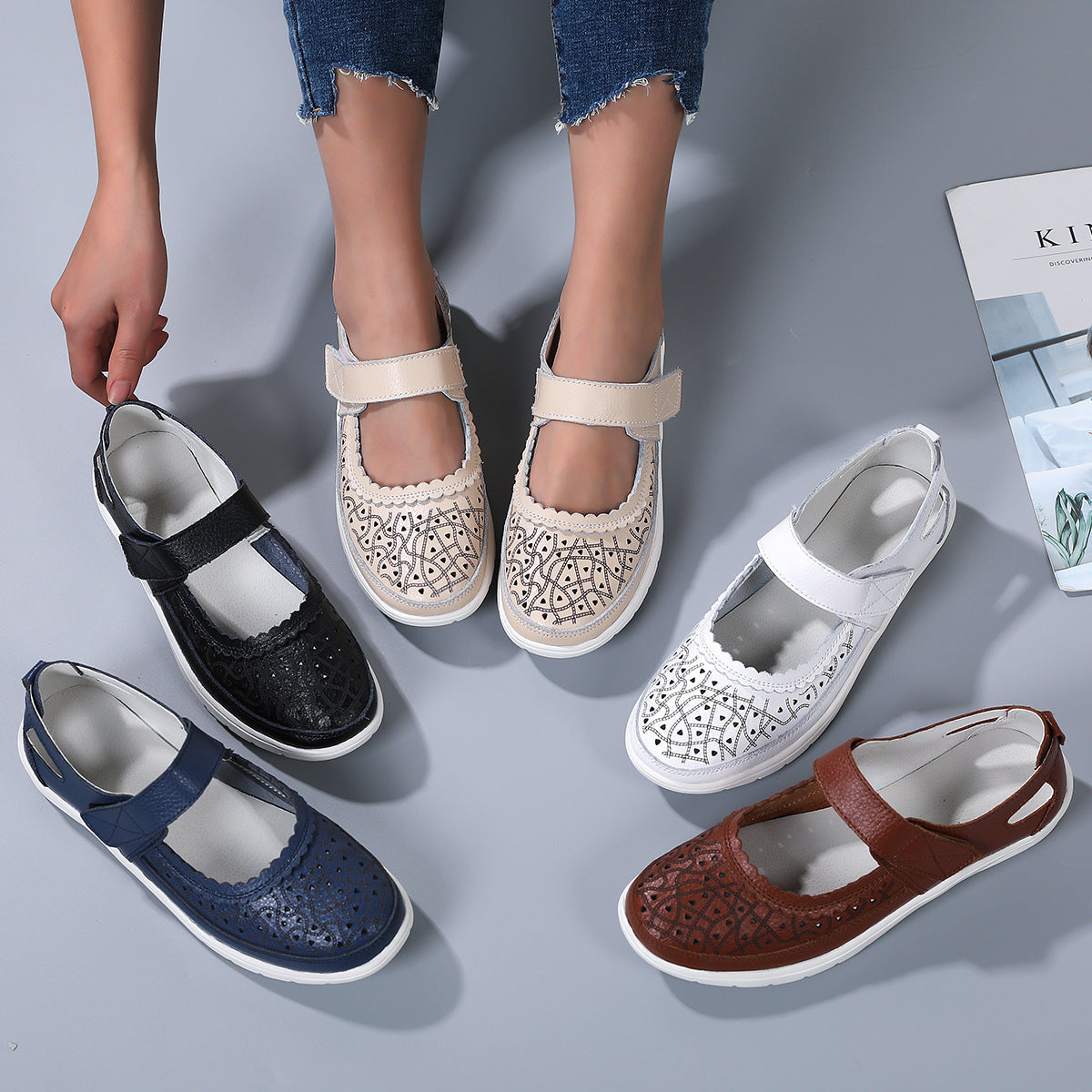 Damen Orthopädische Komfort-Loafer Weiß Leder