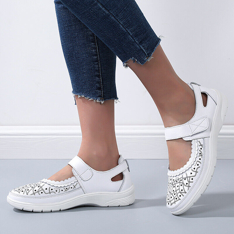 Damen Orthopädische Komfort-Loafer Weiß Leder