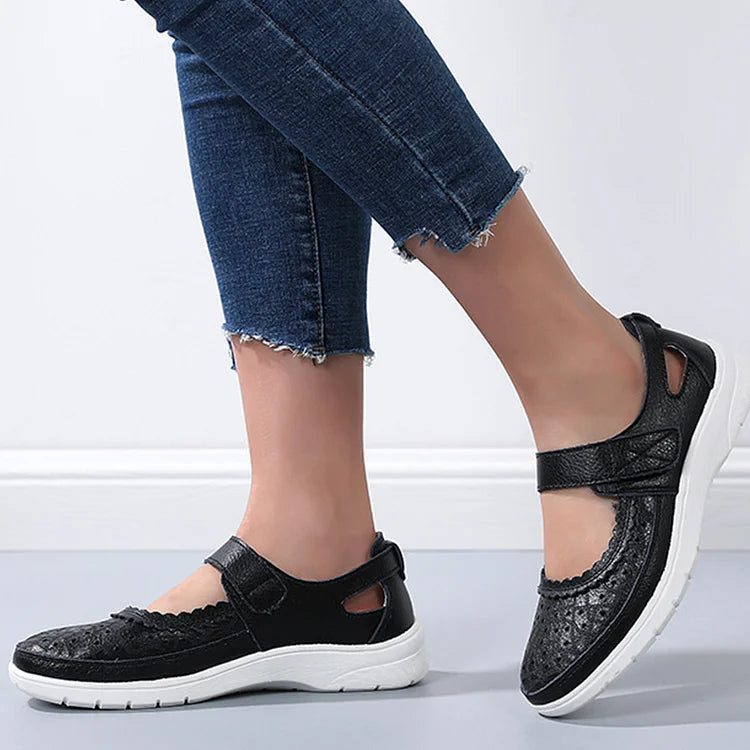 Damen Orthopädische Komfort-Loafer Weiß Leder