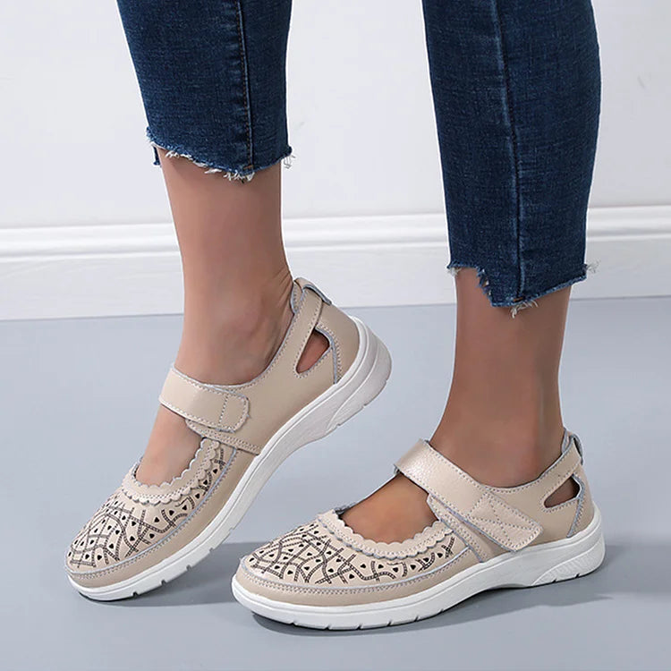Damen Orthopädische Komfort-Loafer Weiß Leder