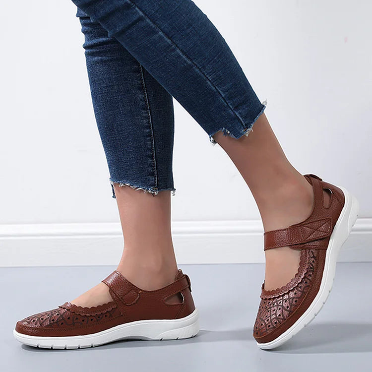 Damen Orthopädische Komfort-Loafer Weiß Leder