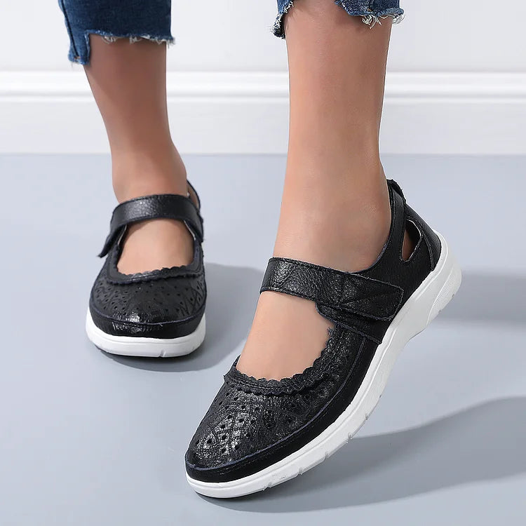 Damen Orthopädische Komfort-Loafer Weiß Leder