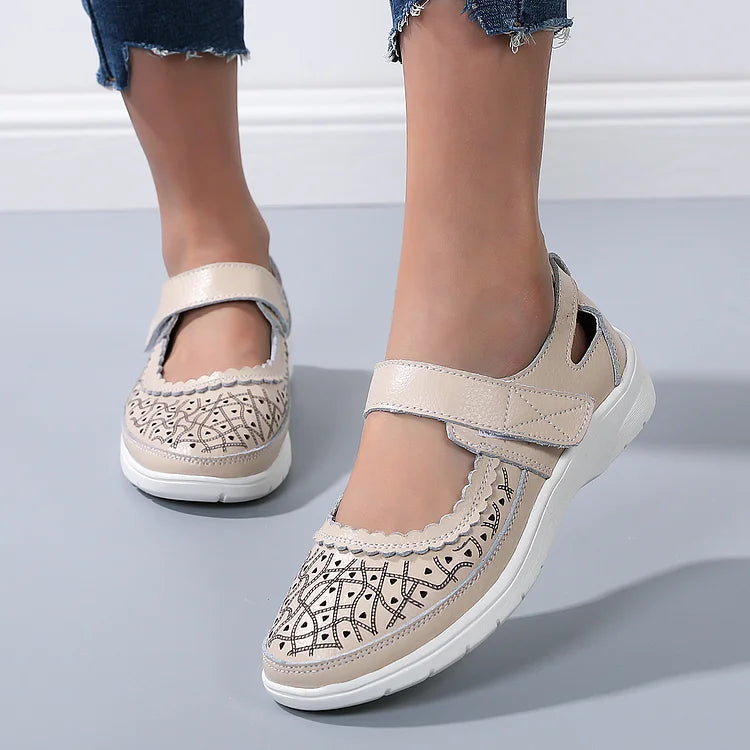 Damen Orthopädische Komfort-Loafer Weiß Leder
