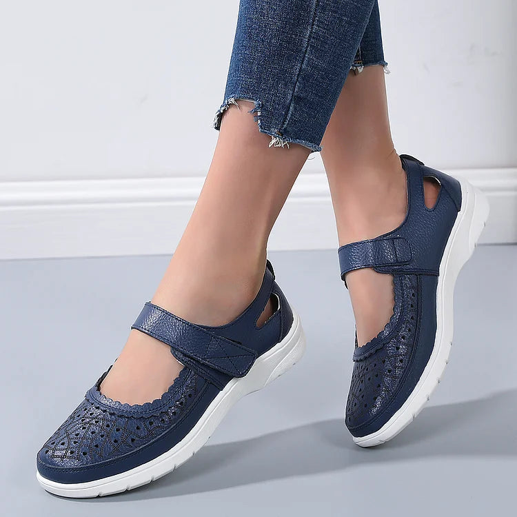 Damen Orthopädische Komfort-Loafer Weiß Leder