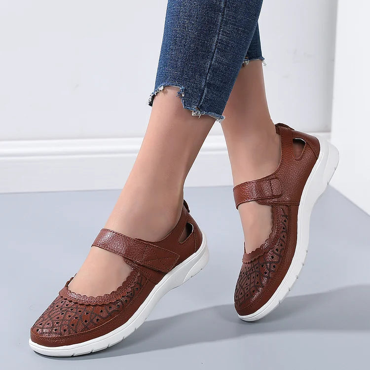 Damen Orthopädische Komfort-Loafer Weiß Leder