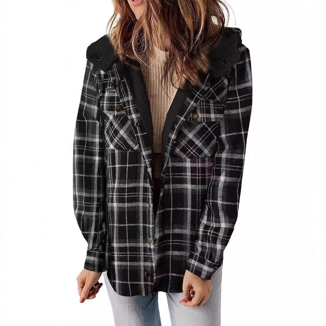 Damen Flanelljacke mit Fleecefutter