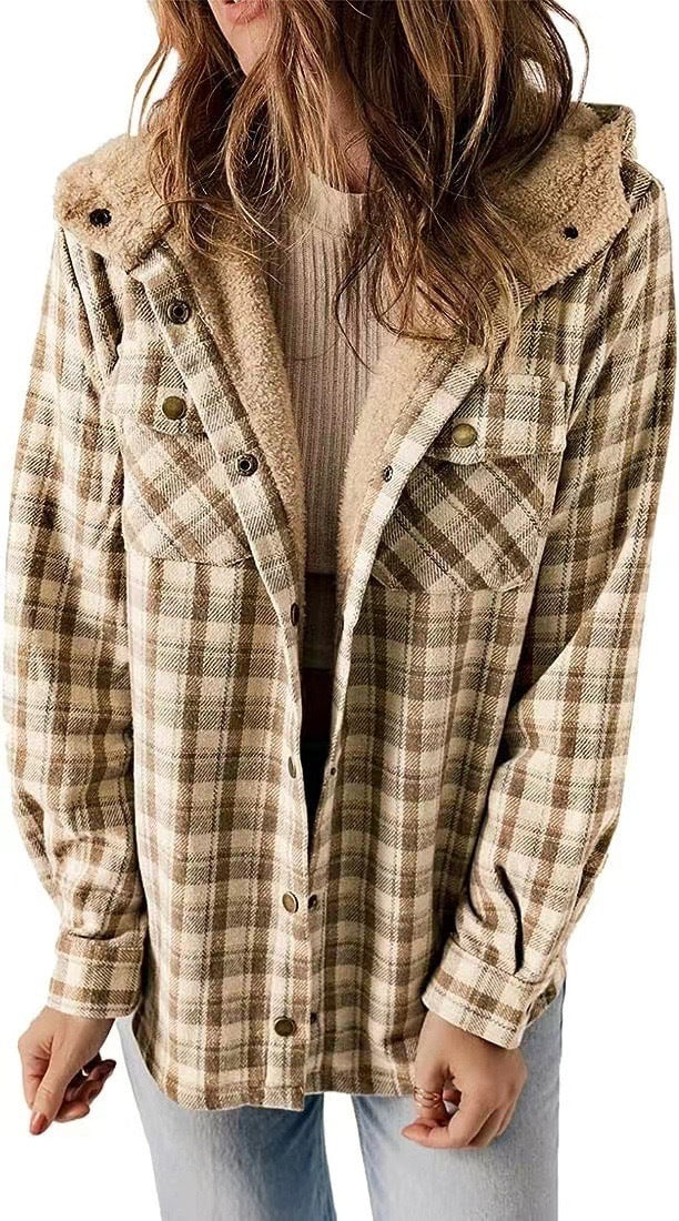 Damen Flanelljacke mit Fleecefutter