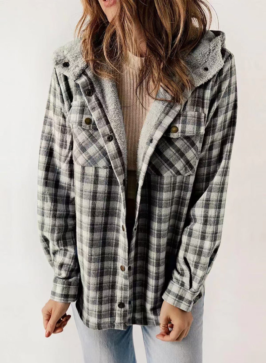 Damen Flanelljacke mit Fleecefutter