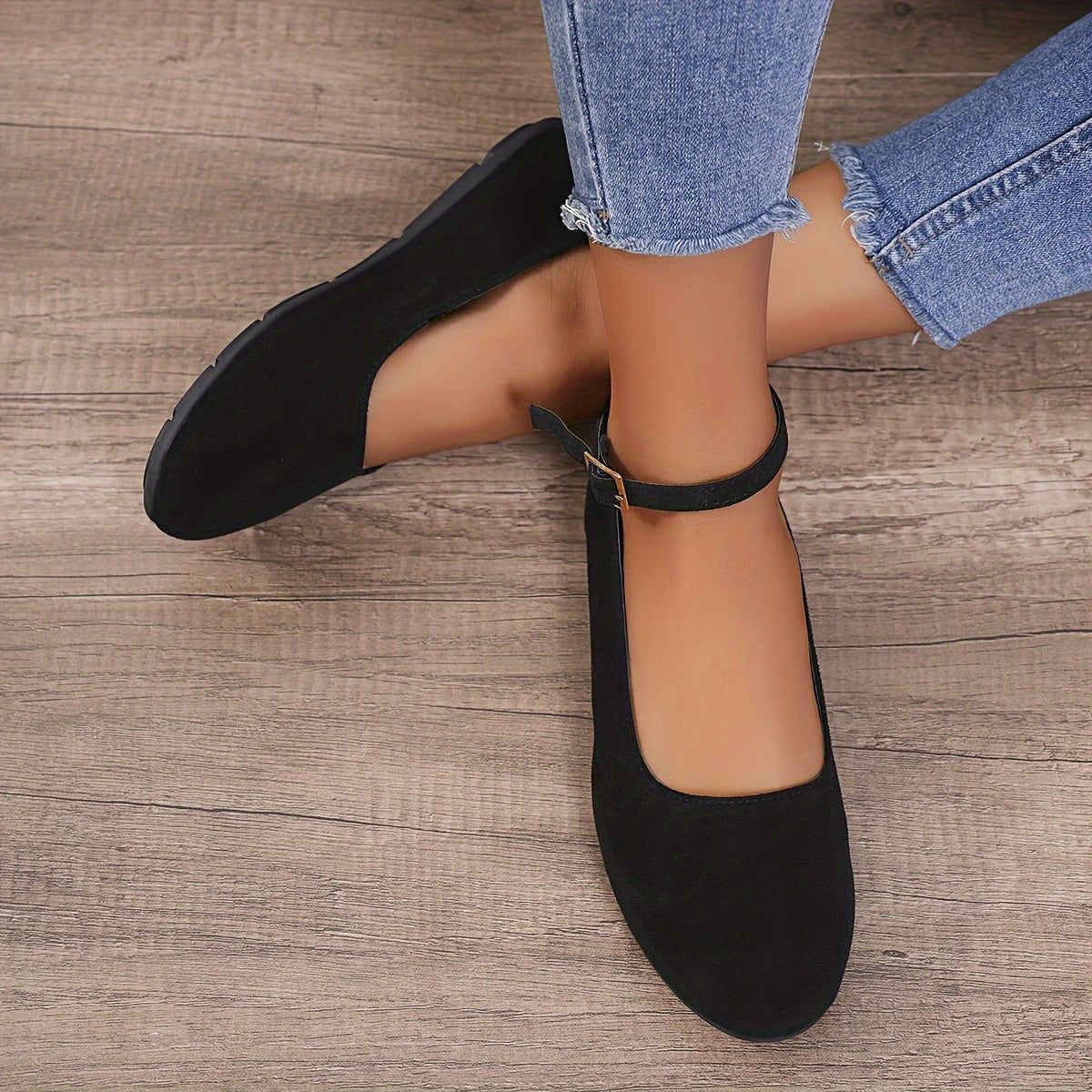 Klassische Ballerinas mit Riemchen - Einfarbig