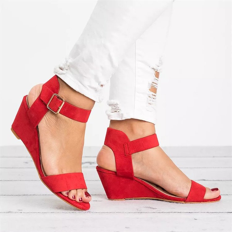 Damen Wedge-Sandalen mit Riemchen und komfortablem Fußbett