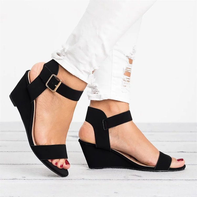 Damen Wedge-Sandalen mit Riemchen und komfortablem Fußbett