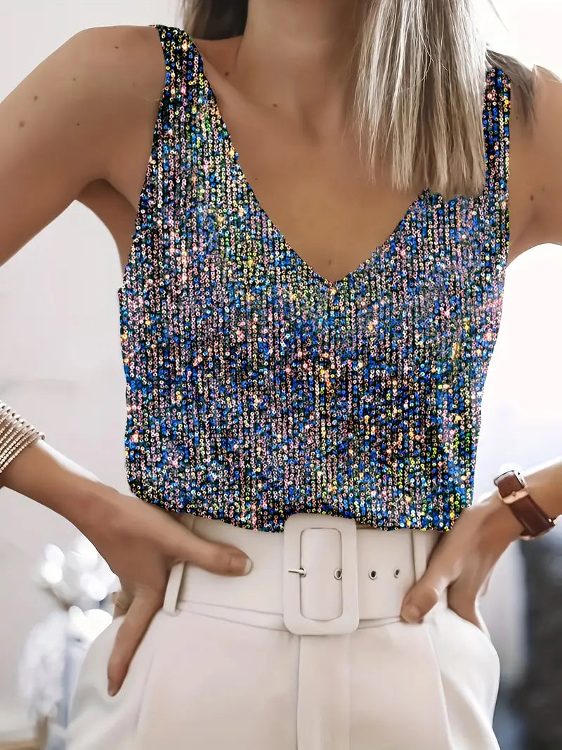 Elegantes Pailletten-Top ohne Ärmel