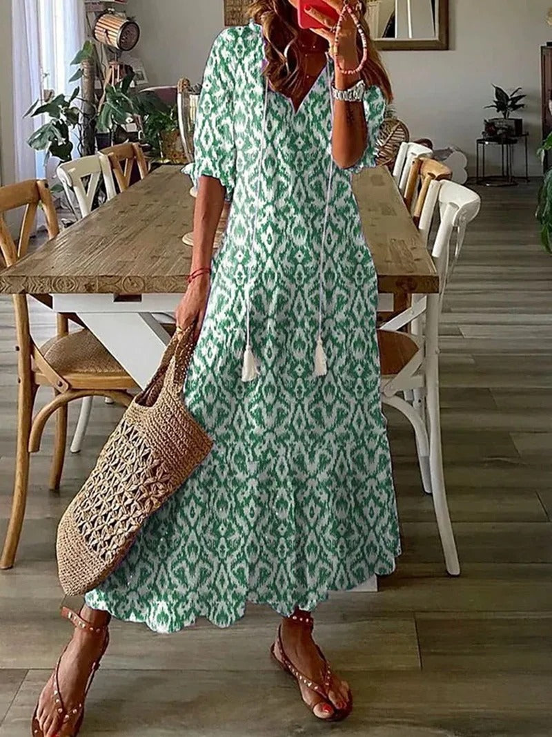 Boho Blumen-Maxikleid Damen - Zeitloser Chic & Komfort