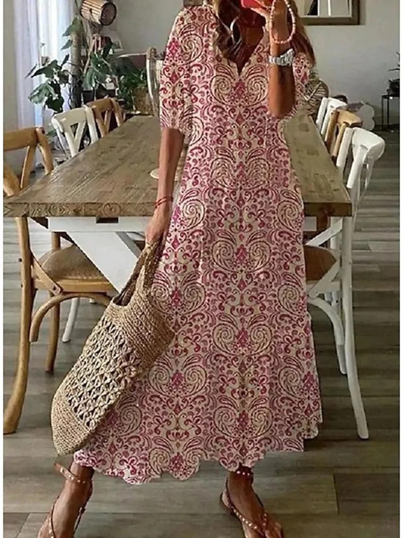 Boho Blumen-Maxikleid Damen - Zeitloser Chic & Komfort