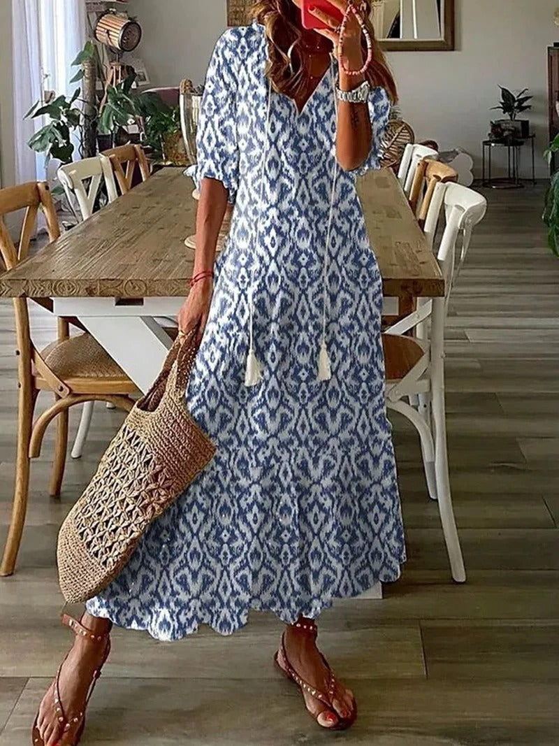 Boho Blumen-Maxikleid Damen - Zeitloser Chic & Komfort