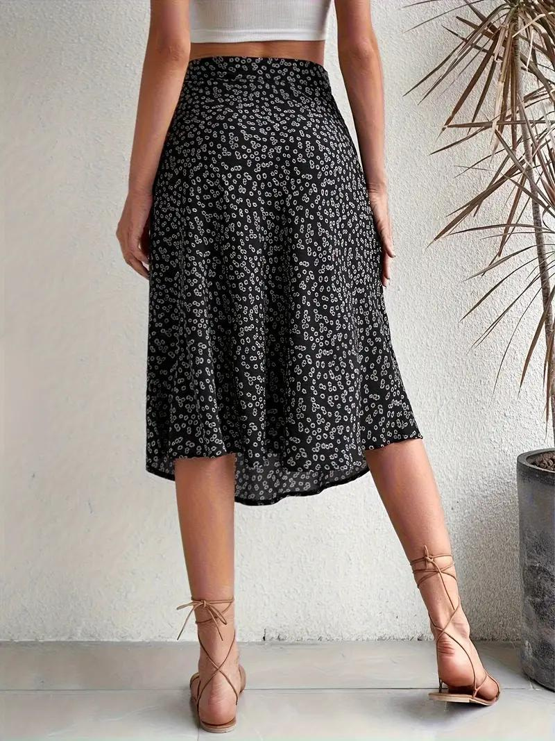 Blumiger Midi-Sommerrock mit hoher Taille