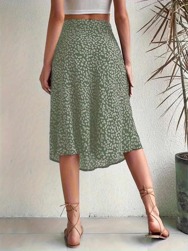 Blumiger Midi-Sommerrock mit hoher Taille