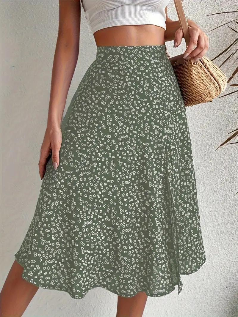 Blumiger Midi-Sommerrock mit hoher Taille