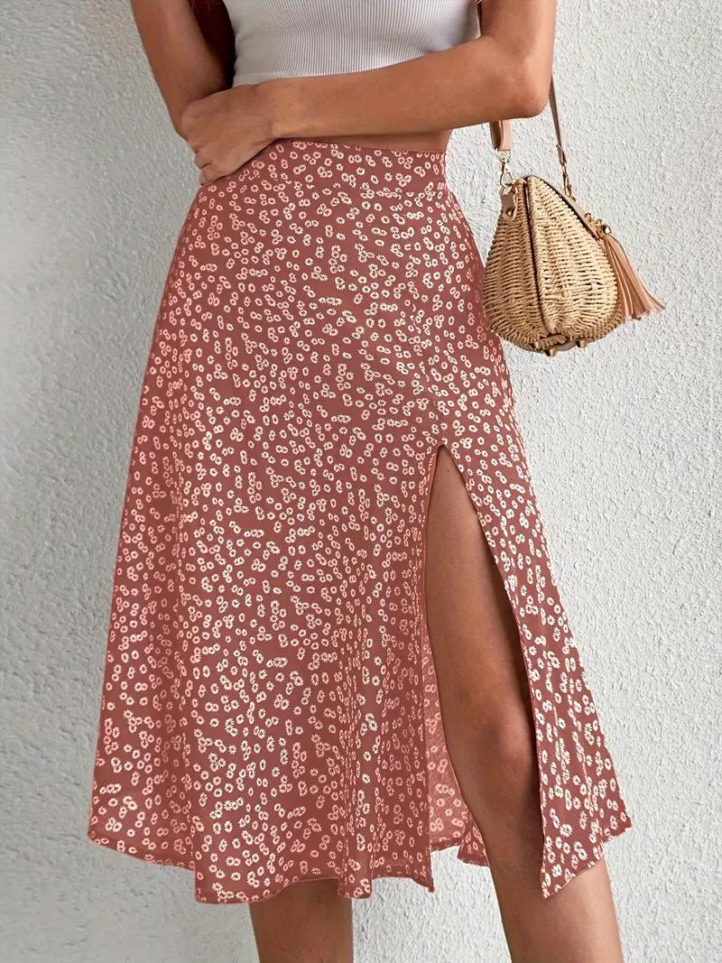 Blumiger Midi-Sommerrock mit hoher Taille