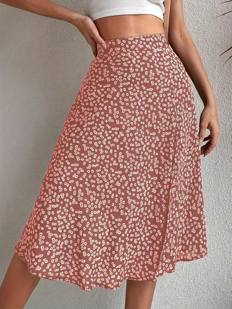 Blumiger Midi-Sommerrock mit hoher Taille
