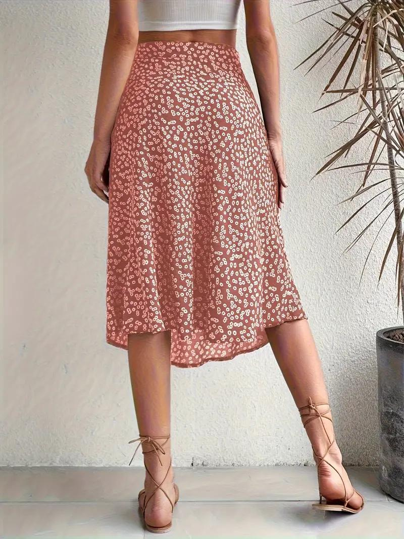 Blumiger Midi-Sommerrock mit hoher Taille
