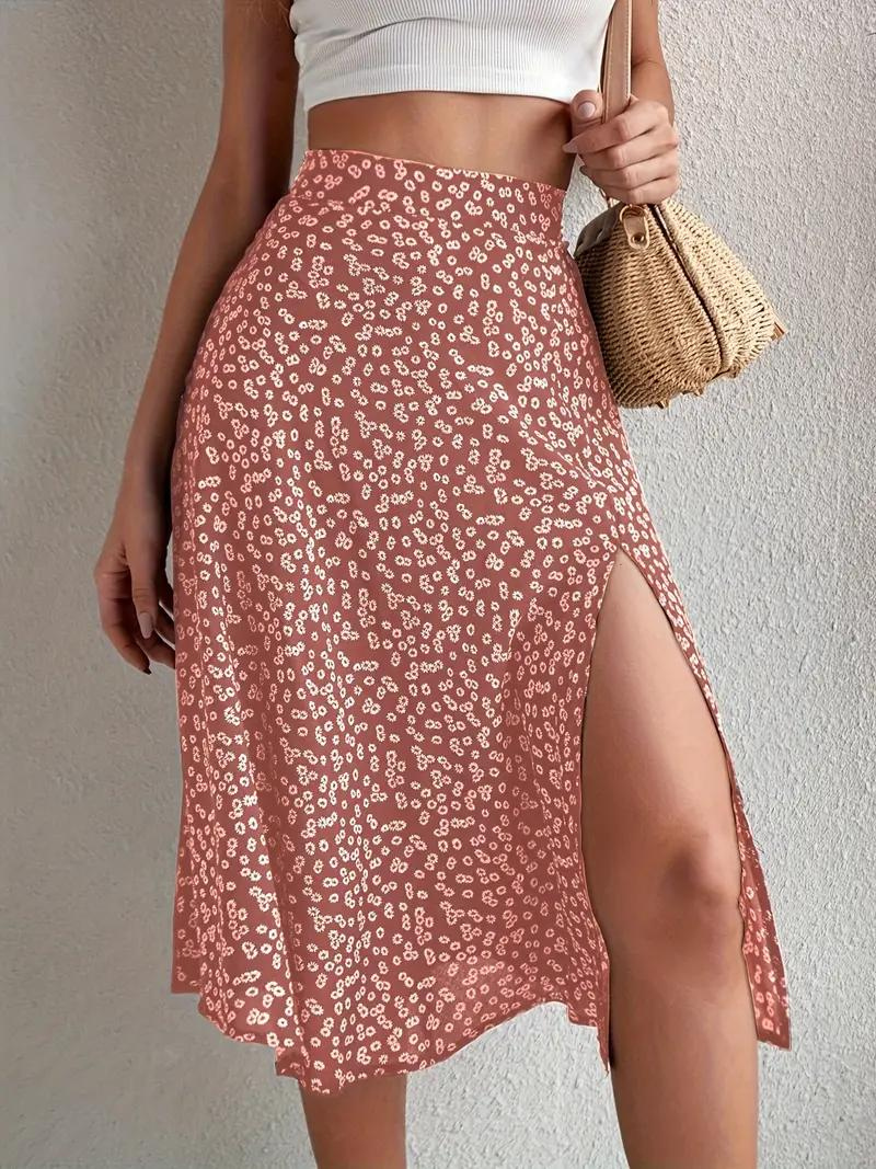 Blumiger Midi-Sommerrock mit hoher Taille