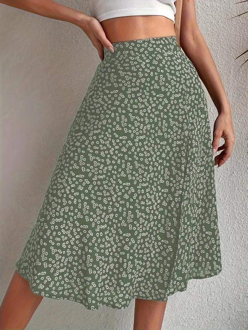Blumiger Midi-Sommerrock mit hoher Taille