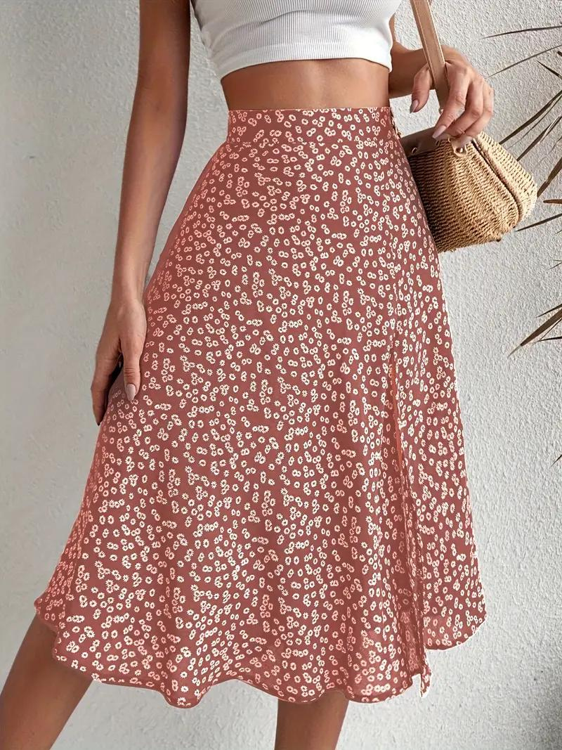 Blumiger Midi-Sommerrock mit hoher Taille