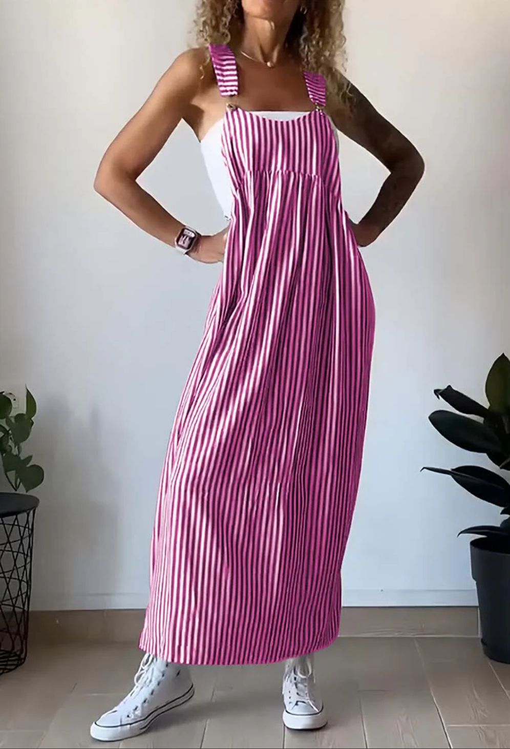 Gestreiftes Casual Overall-Kleid