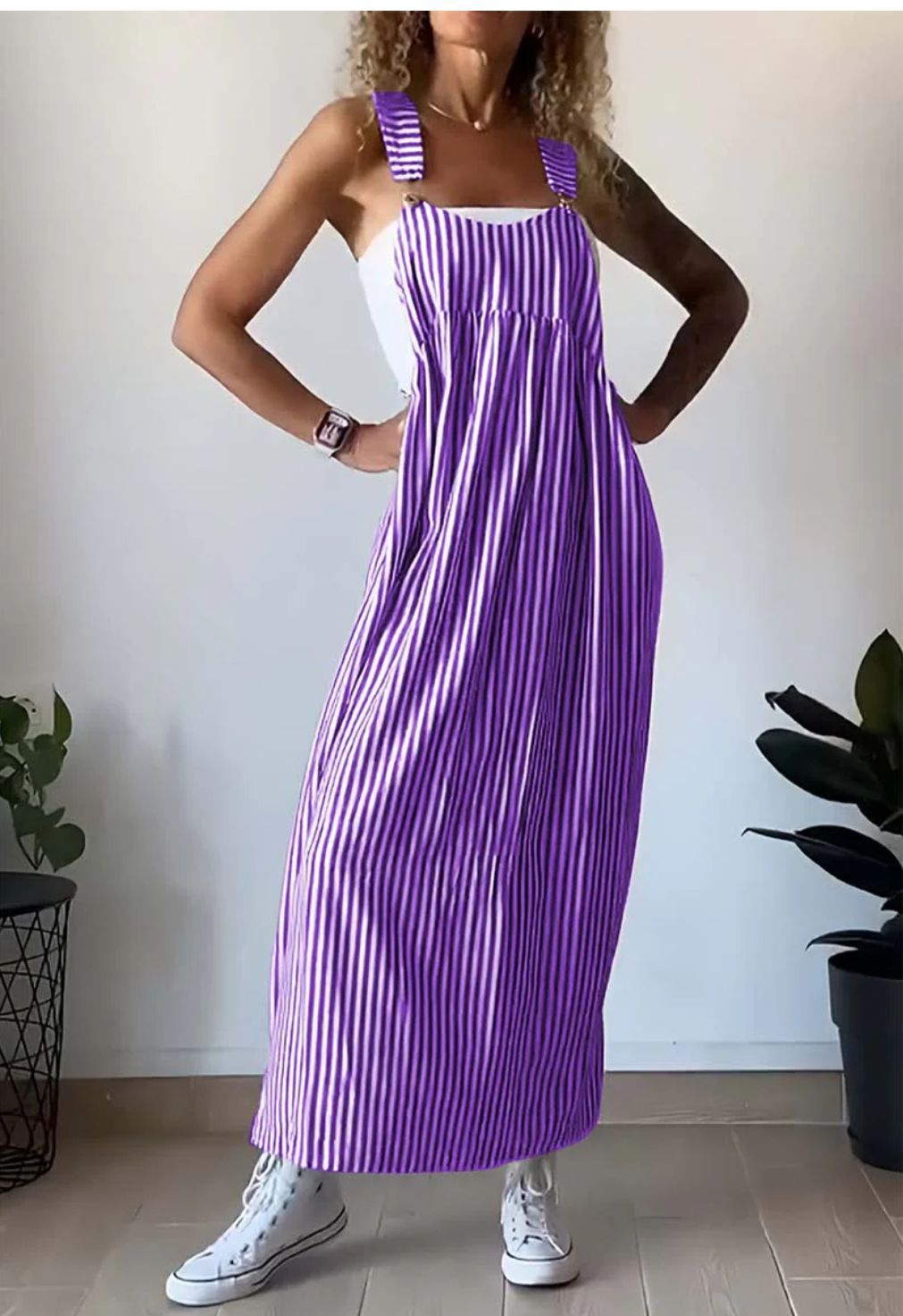 Gestreiftes Casual Overall-Kleid