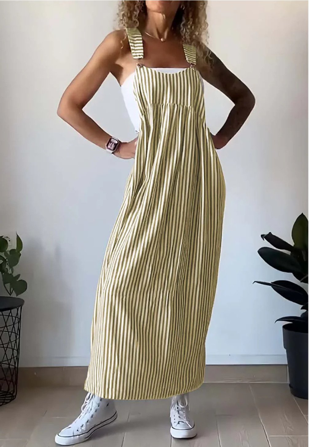 Gestreiftes Casual Overall-Kleid