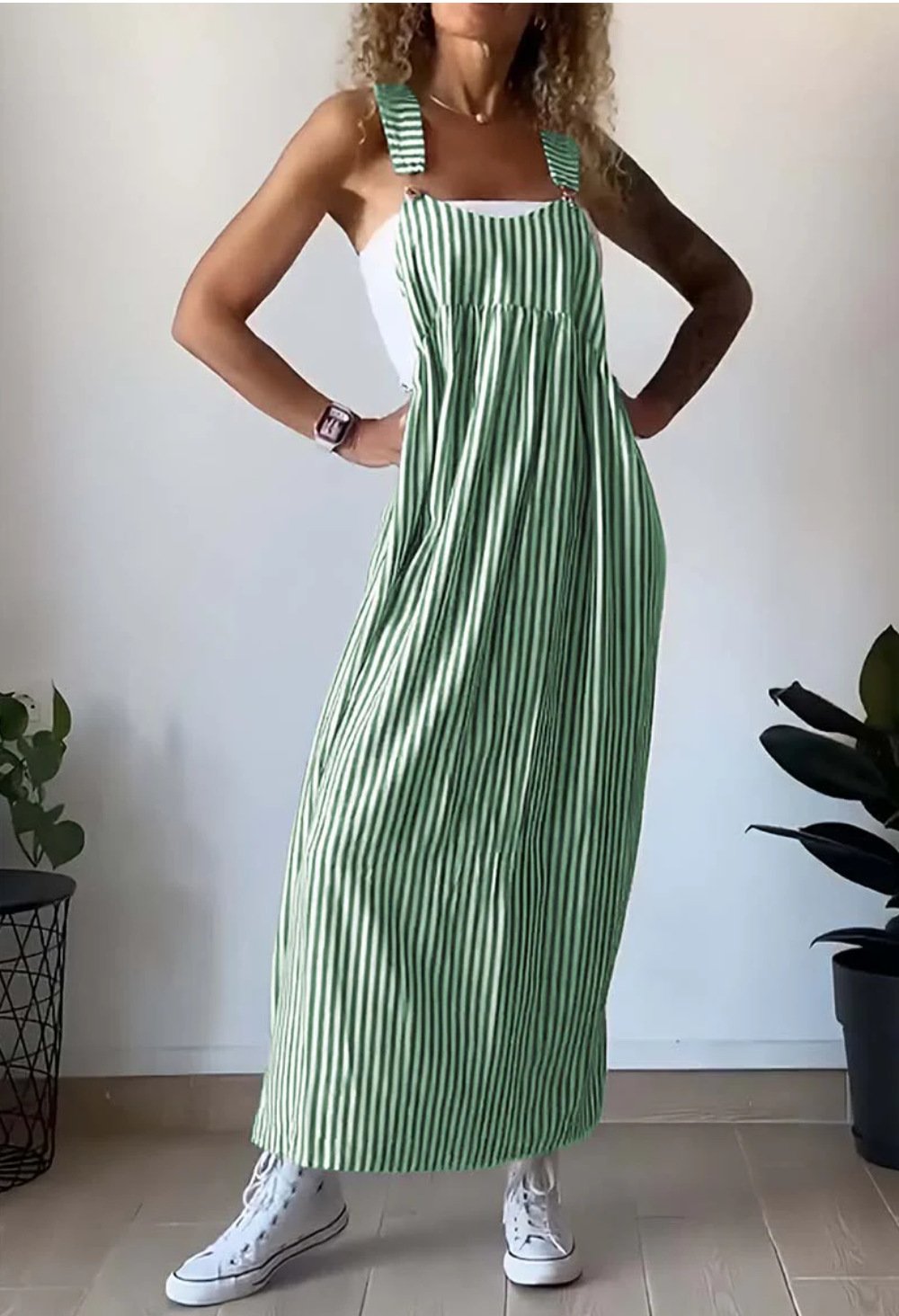 Gestreiftes Casual Overall-Kleid