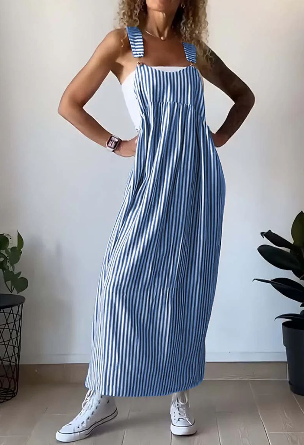 Gestreiftes Casual Overall-Kleid