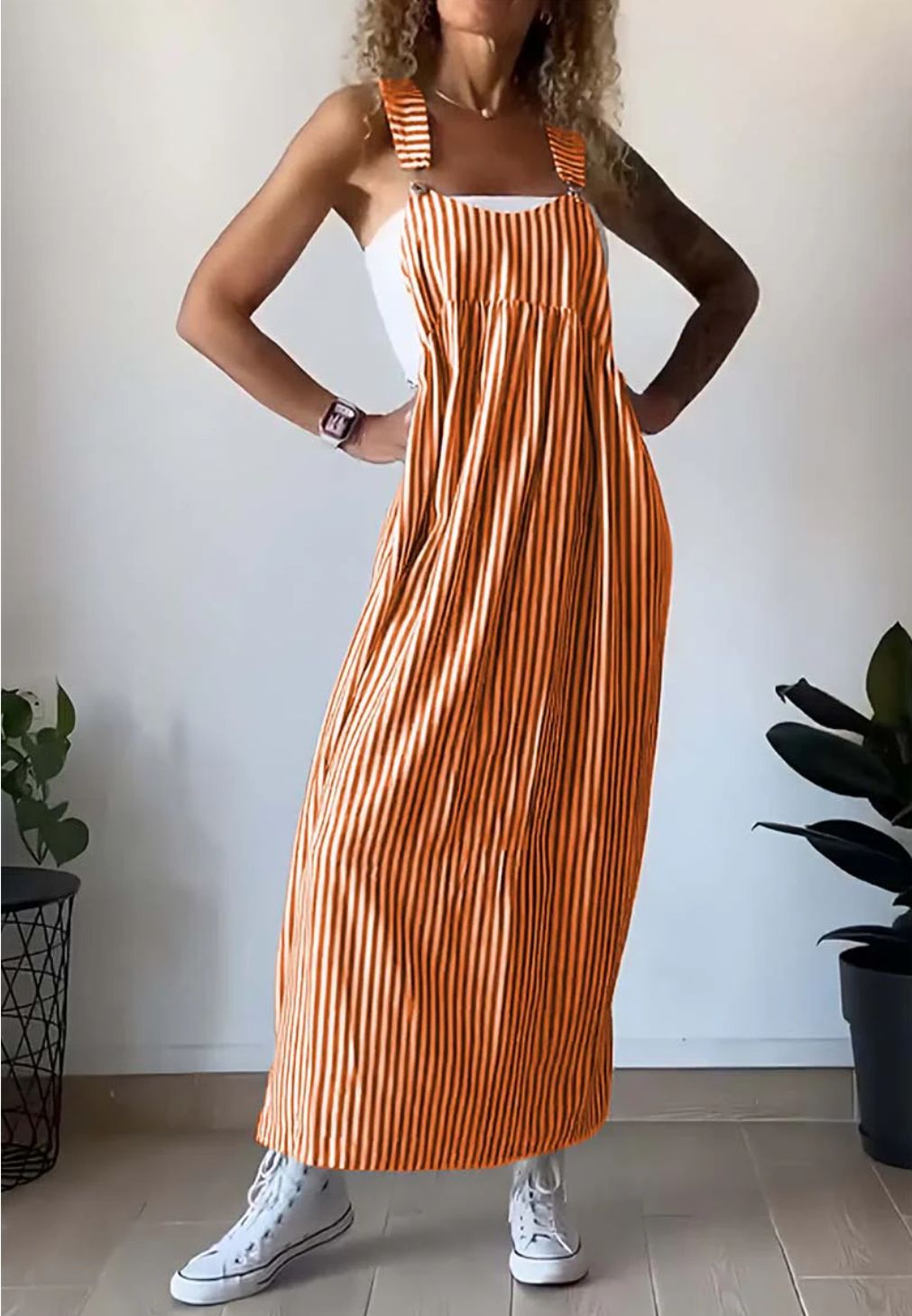 Gestreiftes Casual Overall-Kleid