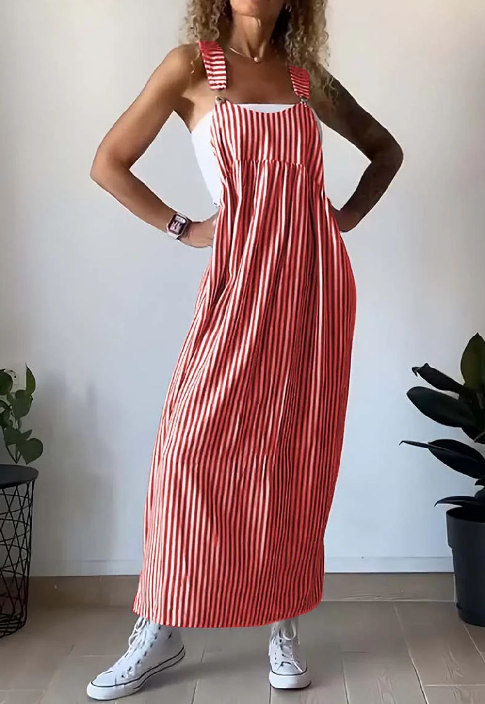 Gestreiftes Casual Overall-Kleid