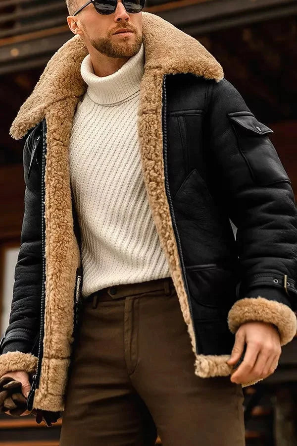 Camel Herren Lederjacke - Stilvolle Fliegerjacke aus echtem Leder