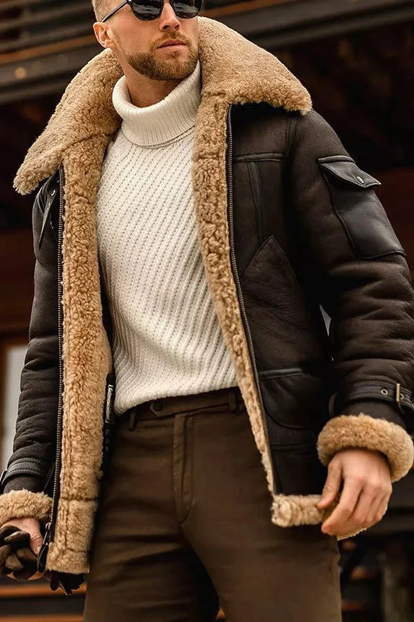 Camel Herren Lederjacke - Stilvolle Fliegerjacke aus echtem Leder