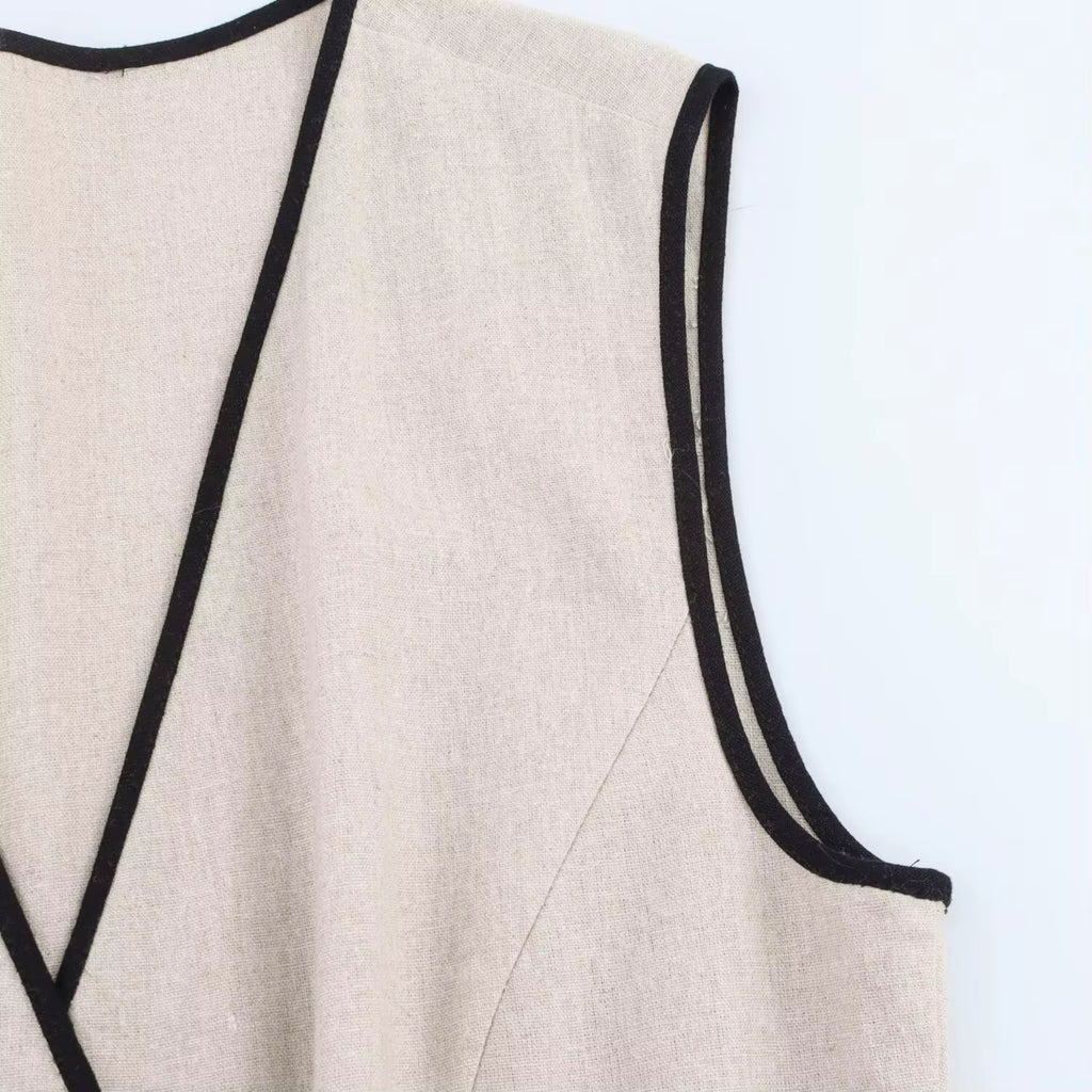 Sommerkleid 2025: Elegantes, tailliertes V-Ausschnitt-Midikleid mit Gürtel