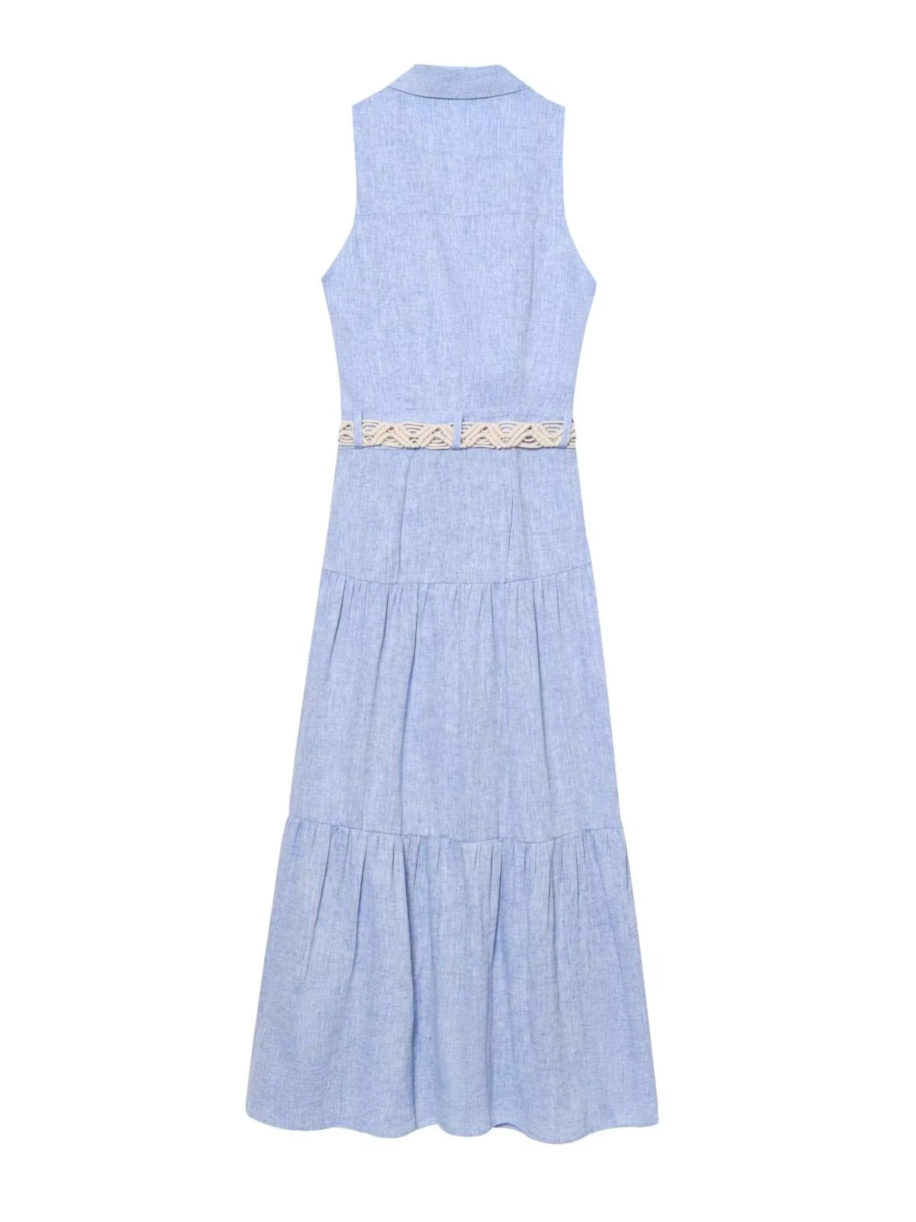 Sommerkleid 2025: Elegantes, ärmelloses Midi-Dress mit Gürtel
